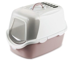 Zolux Cathy Easy Clean Kuweta kryta z filtrem węglowym i łopatką, 40x56x40cm, pudrowy róż