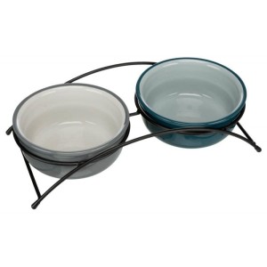 TRIXIE Zestaw Misek Ceramicznych Eat On Feet 2x 0,25l/13 cm petrol/szary