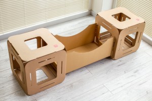 Drapak dla kota KARTONOWY 2x domek mostek most