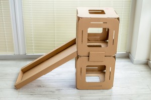 Drapak dla kota KARTONOWY 2 domek pochylnia kostka