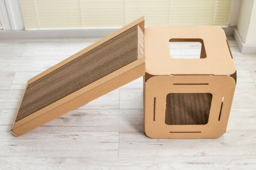 Drapak dla kota KARTONOWY domek kostka pochylnia