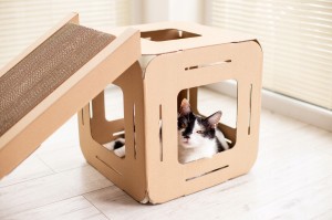 Drapak dla kota KARTONOWY domek kostka pochylnia