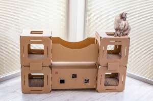 Drapak dla kota KARTONOWY DUŻY domek tunel most