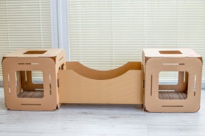 Drapak dla kota KARTONOWY 2x domek mostek most