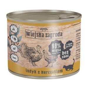 Wiejska Zagroda Kot Indyk z kurczakiem dla kociąt 200g