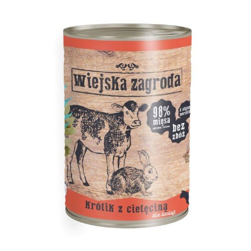 Wiejska Zagroda Kot Królik z cielęciną dla kociąt 400g