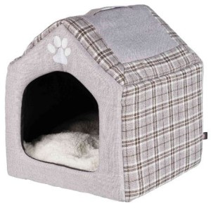 Trixie Legowisko Zamknięte Domek z Poduszką Silas 40x45x40 cm, szary/kremowy