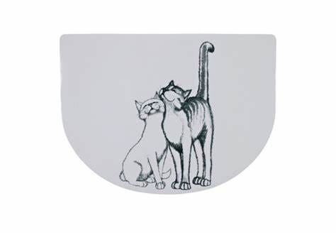 TRIXIE Półokrągła Podkładka pod Miski Pussy Cat, 40x30 cm, biały