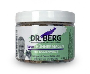 Dr. BERG Przysmak dla kota z liofilizowanych żołądków kurczaka z kocimiętką 25g 
