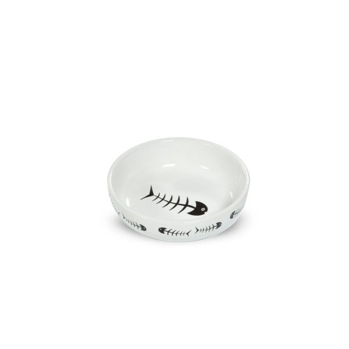 YARRO Miska Ceramiczna Motyw Ryby 14cm x 4,5cm Biała