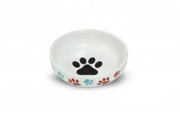 YARRO Miska Ceramiczna Motyw Łapki 14cm x 4,5cm Biała 