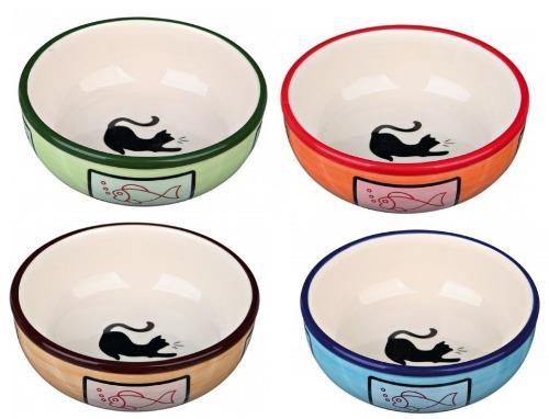 Trixie Miska Ceramiczna Motyw Czarny Kot 0,35l/12,5 cm Mix Kolorów