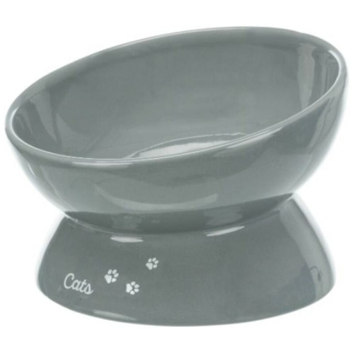TRIXIE Miska Ceramiczna XXL na nóżce 0,35l/17cm szara, Ochrona Kręgów Szyjnych, Dzięki Podwyższeniu!