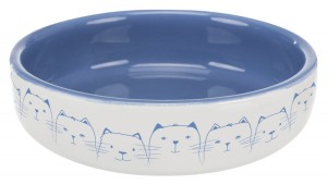 TRIXIE Miska Ceramiczna dla kotów ras krótkonosych 0,3l/15cm  jasnoniebieski/biały