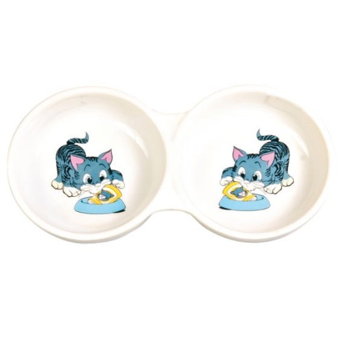 TRIXIE Miska Ceramiczna podwójna motyw kota 2x0,15l