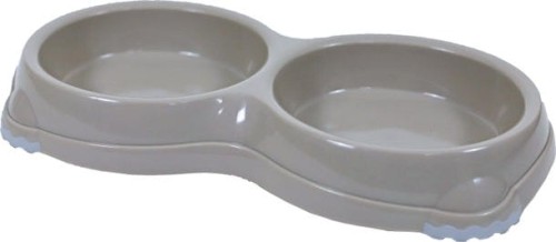 YARRO Miska Smarty podwójna na gumie 2x0,2l ciepły szary 