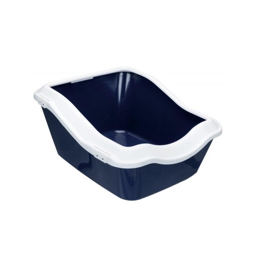 TRIXIE Kuweta Cleany Cat  z Ramką z Krawędzią XXL, 45x21(29)x54 cm, granatowa/biała