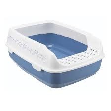 Trixie Delio Kuweta otwarta z ramką i kratką zapobiegającą wynoszeniu żwirku,  35x20x48cm, niebieski/biały