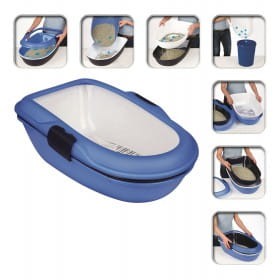 TRIXIE Kuweta Berto z Higienicznym Systemem Przesiewającym 39x22x59cm, jasny niebieski/biały/granatowy