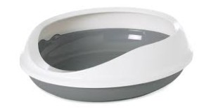 Savic Figaro Kuweta Otwarta z Ramką Owalna, 55x48,5x15cm, szary/biały