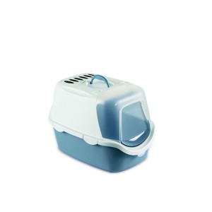 Zolux Cathy Easy Clean Kuweta kryta z filtrem węglowym i łopatką, 40x56x40cm, błękitny