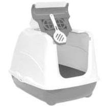 Yarro Flip 2 Kuweta Kryta z Filtrem Węglowym i Łopatką, Otwierana Pokrywa, 45x58x42cm, ciepły szary