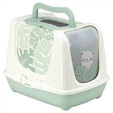 Yarro Trendy Eden Kuweta Kryta z Filtrem Węglowym i Łopatką, 39,5x50x37,5cm, motyw zielonych liści