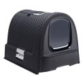 Curver Eco-Friendly Kuweta Kryta z Filtrem Węglowym i Szufladą,  51x38,5x39,5cm, Antracyt, Wzór Rattanu!