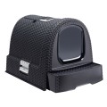 Curver Eco-Friendly Kuweta Kryta z Filtrem Węglowym i Szufladą,  51x38,5x39,5cm, Antracyt, Wzór Rattanu!