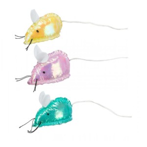 Trixie Myszka Błyszcząca z wstążkami i kocimiętką, 7cm