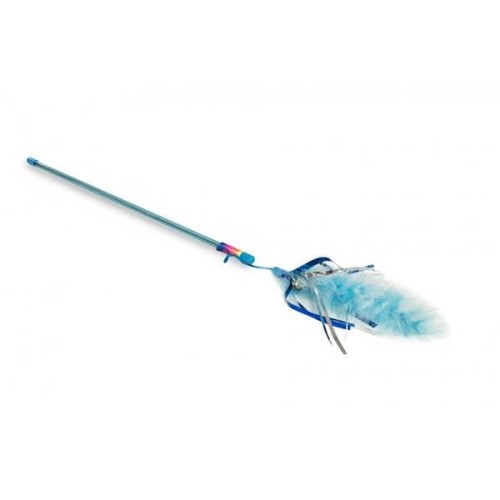 YARRO Wędka z Piórkami i Neonowym Sznurkiem 45cm, niebieskie/żółte
