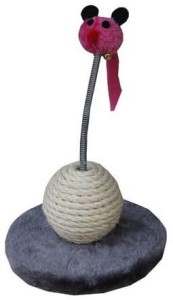 Yarro Drapak Mini Mysz z Kulą Sizalową, 18x12x18 cm,  różowy/szary