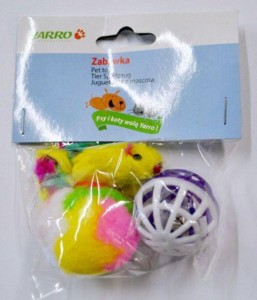 Yarro Zestaw Zabawek dla Kota: Myszka, Piłka Futrzana, Piłka z Dzwonkiem, mix kolorów