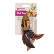 Flamingo Mysz Jungle z Prasowanej Kocimiętki z Piórami i Futerkiem, 6 cm 