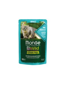 Monge BWild Buste Grain Free Adult Dorsz z Krewetkami i Warzywami w Sosie 85