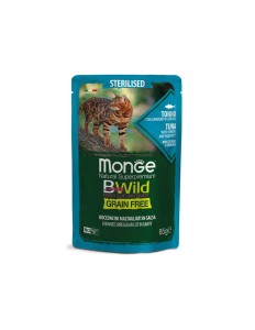 Monge BWild Buste Grain Free Sterilised Tuńczyk z Krewetkami i Warzywami w Sosie 85g