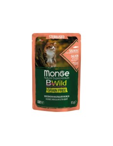 Monge BWild Buste Grain Free Sterilised Łosoś z Warzywami w Sosie 85g