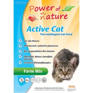 Power of Nature Active Cat Farm Mix Kurczak, Łosoś i Jagnięcina 2 kg, Bardzo Wysoka Zawartość Tauryny ! 