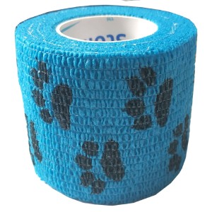 Stokban Bandaż Adhezyjny 5cm x 4,5m , GORZKI, Zapobiegający Przegryzaniu, Niebieski w Łapki