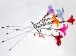 Diamond Pets Wędka Piórka i Drewniane Koraliki (model 4)