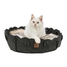 Trixie Legowisko Ellie Filcowe z Puchatą Poduszką, 50 cm, antracyt/ szary