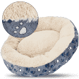 Trixie Legowisko Tammy Okrągłe z Poduszką 50 cm, niebieski w łapki/beżowy