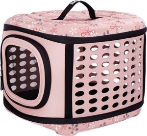 Ibiyaya Transporter Kuferek Różowy, do 6 kg, Bardzo Lekki (1,2 kg) i Składany na Płasko!  