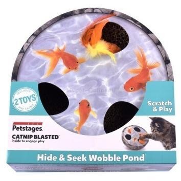 Petstages Zabawka i Drapak Kartonowy Dla Kota  "Atrakcyjny Staw" 23 cm, Znajdź i Złap 2 Piłeczki Wewnątrz Drapaka!