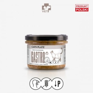 Cats Plate GASTRO 180g, Specjalistyczna NISKOtłuszczowa Karma z Indykiem Dla Kotów z Problemami z Układem Trawienia!