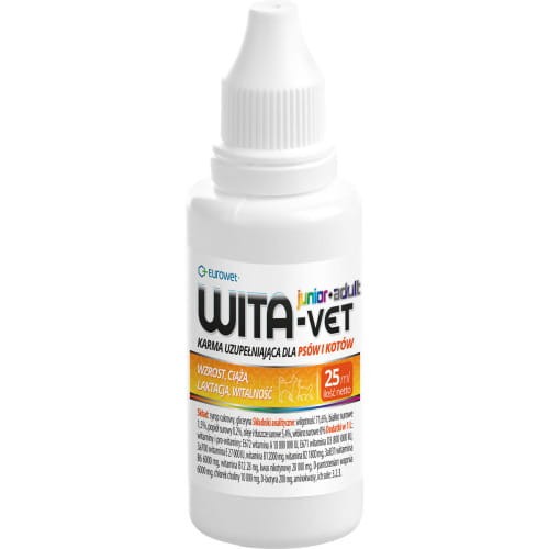 Eurowet Wita-Vet JUNIOR + ADULT krople 25 ml, Zestaw Witamin