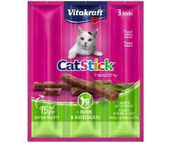 Vitakraft Cat Sticks Kurczak i Trawa 3 szt,  Miękkie Paluszki, Przysmak i Odkłaczanie!