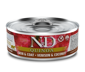 N&D Cat Quinoa Jeleń i kokos 80 g Zdrowa Skóra i Piękna Sierść!