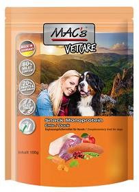 MAC's Vetcare Mono Kaczka 100g, Monobiałkowe Przysmaki dla Kotów i Psów!  TERMIN 25.05.2023
