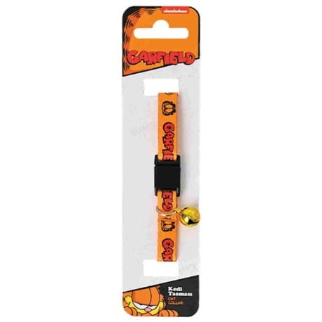 Garfield Obroża Dla Kota z Zapięciem Bezpieczeństwa i Dzwoneczkiem, żółta/czerwony napis